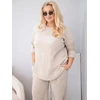 Moteriškas Plus Size komplektas iš viskozės aksomo, smėlio spalvos