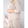 Moteriškas Plus Size komplektas iš viskozės aksomo, smėlio spalvos