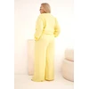 Moteriškas Plus Size komplektas su marškiniais ir plačiomis kelnėmis, geltonas