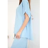 Moteriškas Plus Size komplektas su plačiomis kelnėmis, mėlynas
