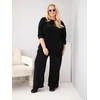 Moteriškas Plus Size komplektas su plačiomis kelnėmis, juodos spalvos
