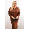 Moteriškas Plus Size komplektas su satino blizgesiu ir nėriniais, kapučino spalvos