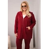Moteriškas Plus Size laisvalaikio komplektas su džemperiu ir kelnėmis, burgundiškas