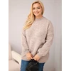 Moteriškas Plus Size laisvo kirpimo megztinis, kapučino spalvos