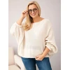 Moteriškas Plus Size laisvo kirpimo megztinis, smėlio spalvos