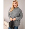 Moteriškas Plus Size laisvo kirpimo megztinis, pilkos spalvos