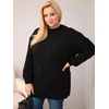 Moteriškas Plus Size laisvo kirpimo megztinis, juodos spalvos