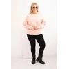 Moteriškas Plus Size medvilninis džemperis su apvalia iškirpte, lašišos spalvos