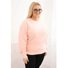 Moteriškas Plus Size medvilninis džemperis su apvalia iškirpte, lašišos spalvos