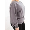 Moteriškas Plus Size medvilninis džemperis su apvalia iškirpte, grafito spalvos