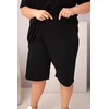 Moteriškas Plus Size medvilninis komplektas su palaidine ir šortais, juodas