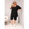 Moteriškas Plus Size medvilninis komplektas su palaidine ir šortais, juodas