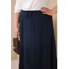 Moteriškas Plus Size medvilninis mušelino sijonas su raukiniais ir tampriu juosmeniu, tamsiai mėlynas