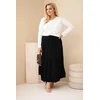 Moteriškas Plus Size medvilninis muslino sijonas su raukiniais ir gumyte juosmenyje, juodas