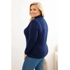 Moteriškas Plus Size megztinis aukštu kaklu, tamsiai mėlynas