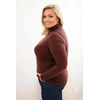 Moteriškas Plus Size megztinis aukštu kaklu, rudas