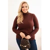 Moteriškas Plus Size megztinis aukštu kaklu, rudas