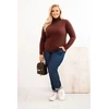 Moteriškas Plus Size megztinis aukštu kaklu, rudas