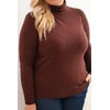 Moteriškas Plus Size megztinis aukštu kaklu, rudas