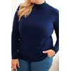 Moteriškas Plus Size megztinis aukštu kaklu, tamsiai mėlynas