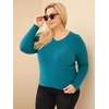 Moteriškas Plus Size megztinis iš baby alpakos, tamsiai mėlynas