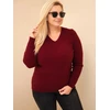 Moteriškas Plus Size megztinis iš baby alpakos, burgundiškos spalvos