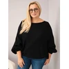 Moteriškas Plus Size megztinis laisvo kirpimo, juodos spalvos