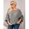Moteriškas Plus Size megztinis laisvo kirpimo, tamsiai pilkas