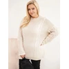 Moteriškas Plus Size megztinis pynių raštu, smėlio spalvos