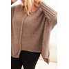 Moteriškas Plus Size megztinis su 70 % akrilo, fango spalvos