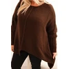 Moteriškas Plus Size megztinis su akrilu, laisvo kirpimo, 3/4 rankovėmis, rudas