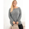 Moteriškas Plus Size megztinis su ažūriniu raštu, pilkas