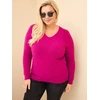 Moteriškas Plus Size megztinis su baby alpaka, tamsiai violetinis