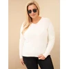 Moteriškas Plus Size megztinis su baby alpaka, ekru spalvos