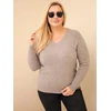 Moteriškas Plus Size megztinis su baby alpaka, fango spalvos