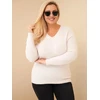 Moteriškas Plus Size megztinis su baby alpaka, smėlio spalvos