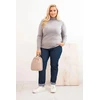 Moteriškas Plus Size megztinis su golfu, pilkas