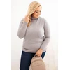 Moteriškas Plus Size megztinis su golfu, pilkas