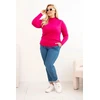 Moteriškas Plus Size megztinis su golfu, fuksijos spalvos