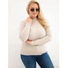 Moteriškas Plus Size megztinis su golfu, smėlio spalvos