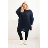 Moteriškas Plus Size megztinis su moheriu, tamsiai mėlynas