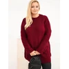 Moteriškas Plus Size megztinis su pynių raštu, bordo spalvos