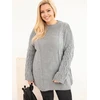 Moteriškas Plus Size megztinis su pynių raštu, pilkos spalvos