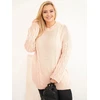 Moteriškas Plus Size megztinis su pynių raštu, pudrinės rožinės spalvos