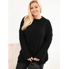 Moteriškas Plus Size megztinis su pynių raštu, juodos spalvos