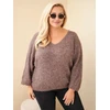 Moteriškas Plus Size megztinis su V formos iškirpte, moka spalvos