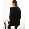 Moteriškas Plus Size megztinis su V iškirpte, juodos spalvos
