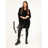 Moteriškas Plus Size megztinis su V iškirpte, juodos spalvos