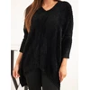 Moteriškas Plus Size megztinis su V iškirpte, juodos spalvos