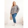 Moteriškas Plus Size megztinis su valties iškirpte, pilkos spalvos
